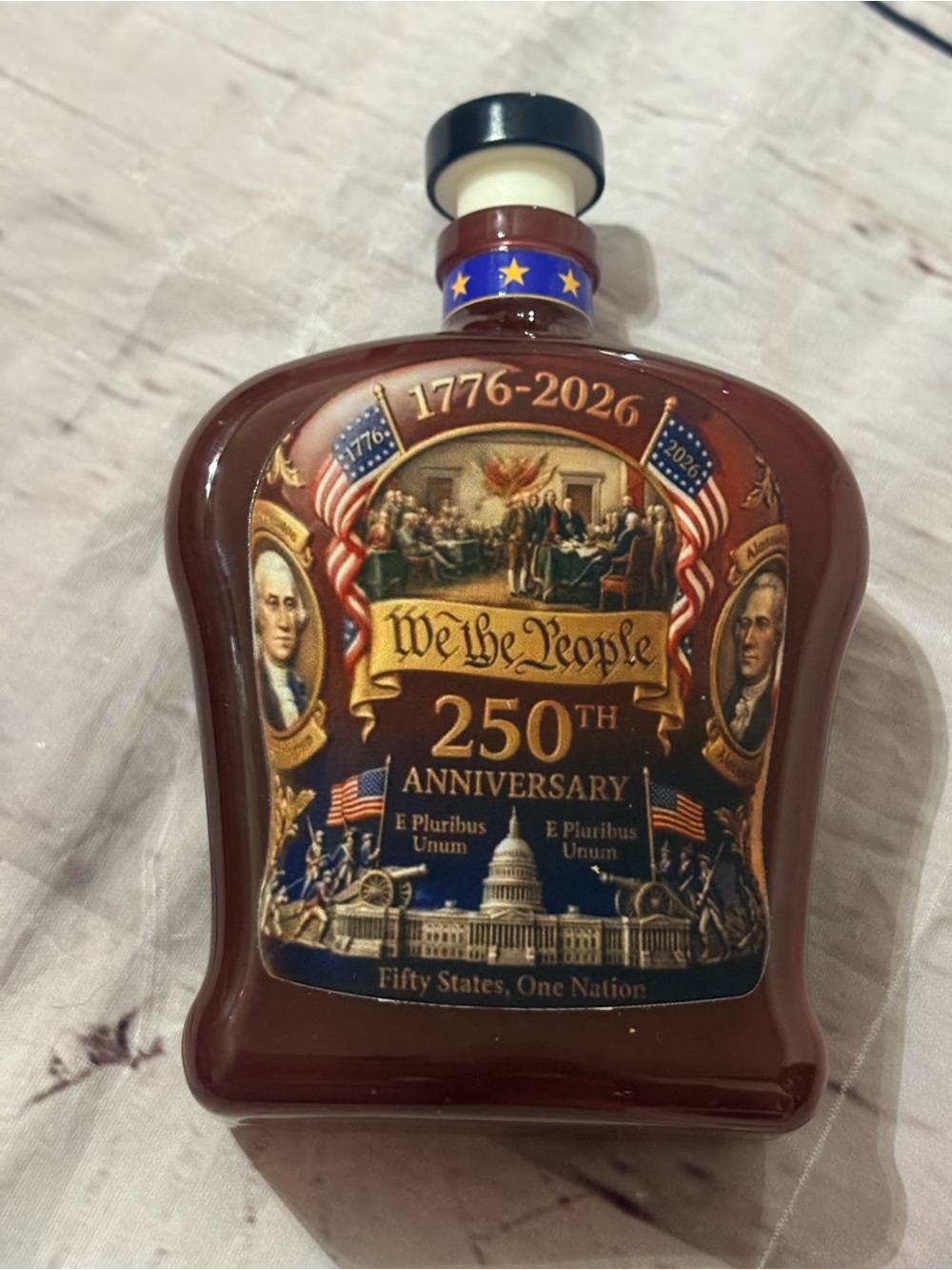 We the People 250th Anniversary Commemorative Decanter - Patriotic Brown